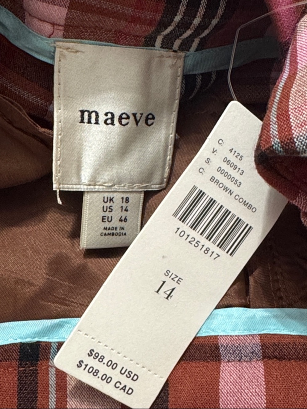 Anthropologie MAEVE The Avery Pleated Trouser Shorts Brown Plaid $98 Retail NWT - Picture 7 of 15